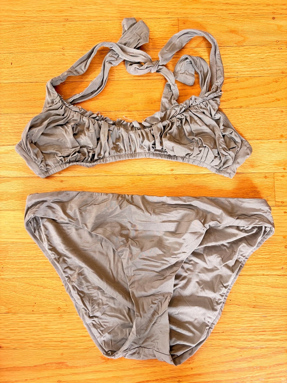 J Crew Women’s Ruched Bikini - Gray-ish Silver